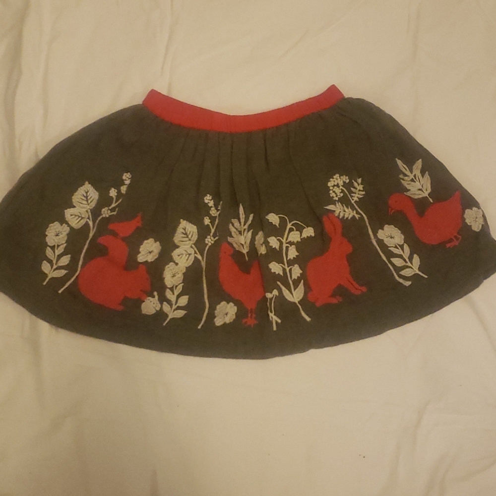Mini Boden grey with pink animals skirt